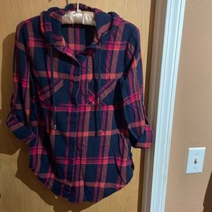 3/$12 Cute hoodie plaid button up shirt!